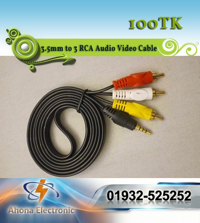 3.5mm to 3 RCA Audio Video Cable (1 to 3 AV Cable) – For Android TV Box & Set Top Box